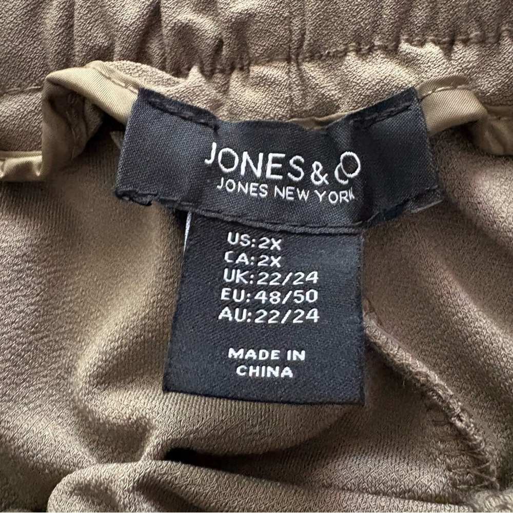 Jones New York Olive Green Wide Leg Elastic Waist Pants Size 2X Plus Pull on - Picture 4 of 6